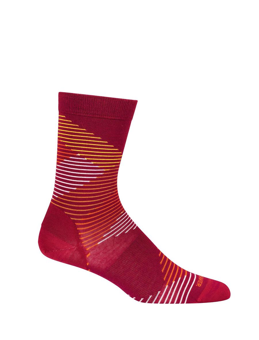 Cherry / Silent Gold Icebreaker Merino Lifestyle Fine Gauge Crew Dashes Women's Socks | AU 1412ILHS